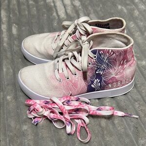 NOBULL Women's High-Top Sneakers - Cream and Purple Floral